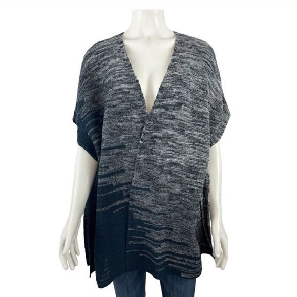 J Jill Pure Jill Sweater Poncho Open Front Knit Shawl Cardigan Blue Size Xs- S - Picture 1 of 11